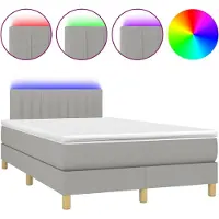 Syfax Boxspringbett mit Matratze & LED Hellgrau 120x190 cm Stoff