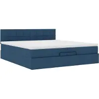 Syfax Ottoman-Bett mit Matratze Blau 200x200 cm Stoff