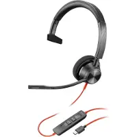 Poly Black Wire 3210 Kabelgebundenes Headset, Mikrofon mit Geräuschunterdrückung, einohriges Design