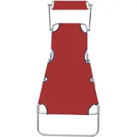 vidaXL "Winter Sale" Gartenliegen - Rot Klappliege mit Sonnendach Rot Aluminium DE8507821