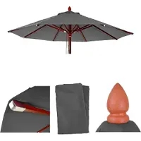 Mendler Ersatz-Bezug für Gastronomie Holz-Sonnenschirm HWC-C57, Sonnenschirmbezug, rund Ø3m Polyester anthrazit