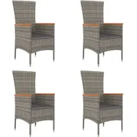 Syfax Gartenstühle mit Kissen 4 Stk. Poly Rattan Grau