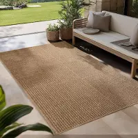 Carpetsale24 In- & Outdoor Teppich Wetterfest im natürlichen Jute-Look, ideal für Wohnzimmer, Küche, Terrasse & Balkon, Grösse: 240x340 cm