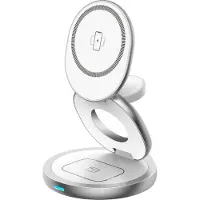 Force Power , Qi 3in1 Ladestation 15W MagSafe kompatibel faltbar, Weiß / Grau