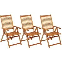 vidaXL Möbel Klappbare Gartenstühle - Gartenmöbel - Balkonstuhl 3er-set - multifunktional& Moderne - mit Auflagen Massivholz Akazie - Stühle für Garten, Balkon CLORIS6621338