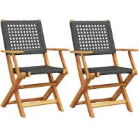 vidaXL Gartenstühle 2 Stk. Schwarz Massivholz Akazie und Poly Rattan