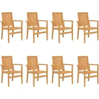 vidaXL Gartenstühle 8 Stk. Stapelbar 56,5x57,5x91 cm Massivholz Teak