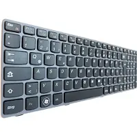 T-ProTek Tastatur - Farbe: Schwarz - mit Grau Rahmen Deutsches Tastaturlayout kompatibel für Lenovo Ideapad N580, G581