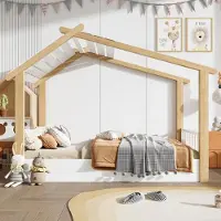 Ulife Märchenhaftes Kinderzimmer-Bett mit robuster Konstruktion, schlichter Optik und einfacher Montage. 90x200 cm, weiß und natur