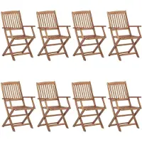 vidaXL Klappbare Gartenstühle 8 Stk. mit Kissen Massivholz Akazie