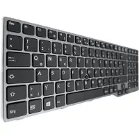 T-ProTek DEUTSCHE-Tastatur Schwarz ,Silber Rahmen ,Trackpoint für Fujitsu LifeBook E753 754 756