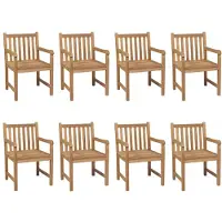 vidaXL Möbel Gartenstühle 8 Stk. mit Hellgrünen Kissen Massivholz Teak - Gartenstühle 3073084