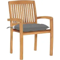 vidaXL "SALE 2026"Gartenstühle - Gartenmöbel - Balkonstuhl 2er-set - multifunktional& Moderne - mit Grauen Kissen Massivholz Teak - Stühle für Garten, Balkon DE2559812
