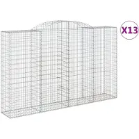 vidaXL Gabionen mit Hochbogen 13 Stk 300x50x180/200cm Verzinktes Eisen