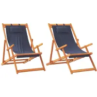 vidaXL Strandstühle 2 Stk. Klappbar Blau Stoff