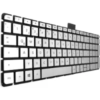 T-ProTek Tastatur - Farbe: Silber - mit Beleuchtung - ohne Rahmen Deutsches Tastaturlayout kompatibel für HP Pavilion 15-AS