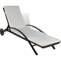 Syfax Sonnenliege mit Polster & Rollen Poly Rattan Braun