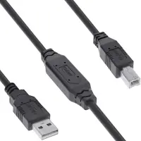 InLine USB 2.0 Aktiv-Kabel, USB-A Stecker zu USB-B Stecker, 10m, 10 m, USB A, USB B, USB 2.0, 0,48 Gbit/s, Schwarz