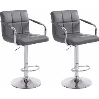 CLP 2er Set Barhocker Lucy V2 höhenverstellbar und drehbar grau Gestell Farbe chrom