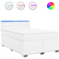 Syfax Boxspringbett mit Matratze Weiß 140x200 cm Kunstleder