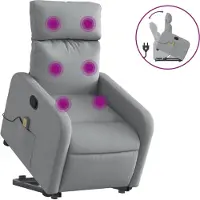 Syfax Massagesessel mit Aufstehhilfe Hellgrau Stoff
