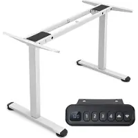 Costway zweimotoriges Tischgestell höhenverstellbar 25mm/s Schreibtisch Rahmen mit Antikollisionsschutz & Speicherfunktion, Stehpultgestell 50dB, 100kg belastbar Weiß