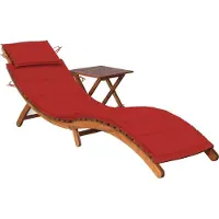 Syfax Sonnenliege mit Tisch und Auflage Massivholz Akazie