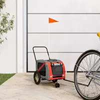 vidaXL "im Angebot" Fahrradanhänger Hunde - Stoff-Haustierfahrradanhänger - Orange und Schwarz Oxford-Gewebe & Eisen - Fahrradanhänger CC25199
