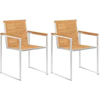 vidaXL Gartenstühle mit Kissen 2 Stk. Massivholz Teak und Stahl