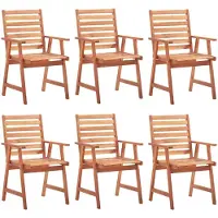 vidaXL "im Angebot" Garten-Essstühle 6 Stk. - bis 150 kg - mit Kissen Massivholz Akazie - Stapelsessel CC3119