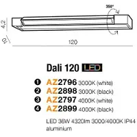 Azzardo LED-Badezimmerwandleuchte Dali 120 3000K weiß AZ2796 36W 4320lm 3000K IP44 120cm weiß