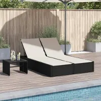 Prolenta Maison Exclusive - Doppel-Sonnenliege mit Kissen Schwarz Poly Rattan