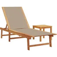 Syfax Sonnenliege mit Tisch Taupe Massivholz Akazie und Textilene