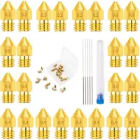 MMOBIEL 24pcs 0.2/0.3/0.4/0.5/0.6/0.8/1.0mm Messing MK8 3D Drucker Düsen Nozzle Extruder