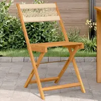 vidaXL "2026 Promotion" Bistrostühle 2 Stk. - Hohe Qualität - Beige Massivholz Akazie und Kordel - Gartenstühle CC22339