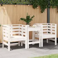 vidaXL Gartenstühle 2 Stk. Outdoor stühle Weiß 61,5x53x71 cm Massivholz Kiefer 825129