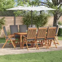 vidaXL Möbel Garten-Liegestühle mit Kissen 8 Stk. Massivholz Teak - Gartenstühle 3375768