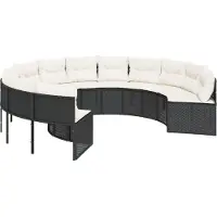 vidaXL Gartensofa mit Kissen Rund Schwarz Poly-Rattan