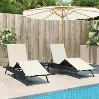 Prolenta Maison Exclusive - Sonnenliegen mit Auflagen 2 Stk. Schwarz Poly Rattan