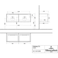 Villeroy & Boch Subway 3.0 Waschbeckenunterschrank, 2 Auszüge, 1272x429x478mm, C56700VL
