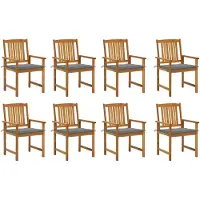 vidaXL Möbel Gartenstühle mit Kissen 8 Stk. Massivholz Akazie - Gartensessel 3078167