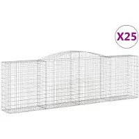 vidaXL Gabionen mit Hochbogen 25 Stk 400x50x120/140cm Verzinktes Eisen