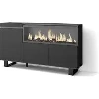 Skraut Home Sideboard, Highboard, 158x35x87cm, 3 Türen, Elektrokamin XXL, Industriedesign, Schwarz