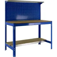 Proregal Werkbank BUFFALO mit Werkzeugwand und Ablage | HxBxT 84x120x61cm | Traglast 600kg | Blau