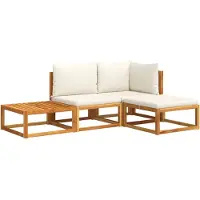 vidaXL 4-tlg. Gartensofa-Set mit Kissen Holz Akazie & Seil