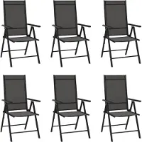 vidaXL Möbel Gartenstühle Klappbar 6 Stk. Textilene Schwarz - Gartenstühle 312179
