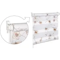 KS Handel 24 Doppelrollo mit Pailetten und Glanzfaser weiß/braun 55x200cm