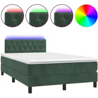 Syfax Boxspringbett mit Matratze & LED Dunkelgrün 120x200 cm Samt