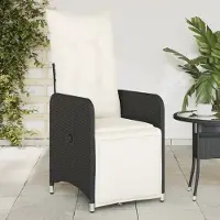 vidaXL "2026 Promotion" Gartensessel Verstellbar mit Kissen Schwarz Poly Rattan - Gartenstühle CC22273