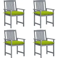 vidaXL "2026 Promotion" Gartenstühle mit Kissen 4 Stk. - Hohe Qualität - Grau Massivholz Akazie - Gartenstühle CC3539
